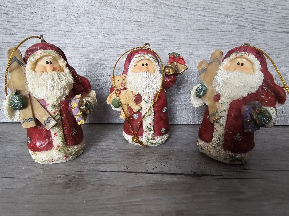 Home Interiors 2002 Retired 5" Christmas Santa Figurines Lot of 3 #55061 181d3